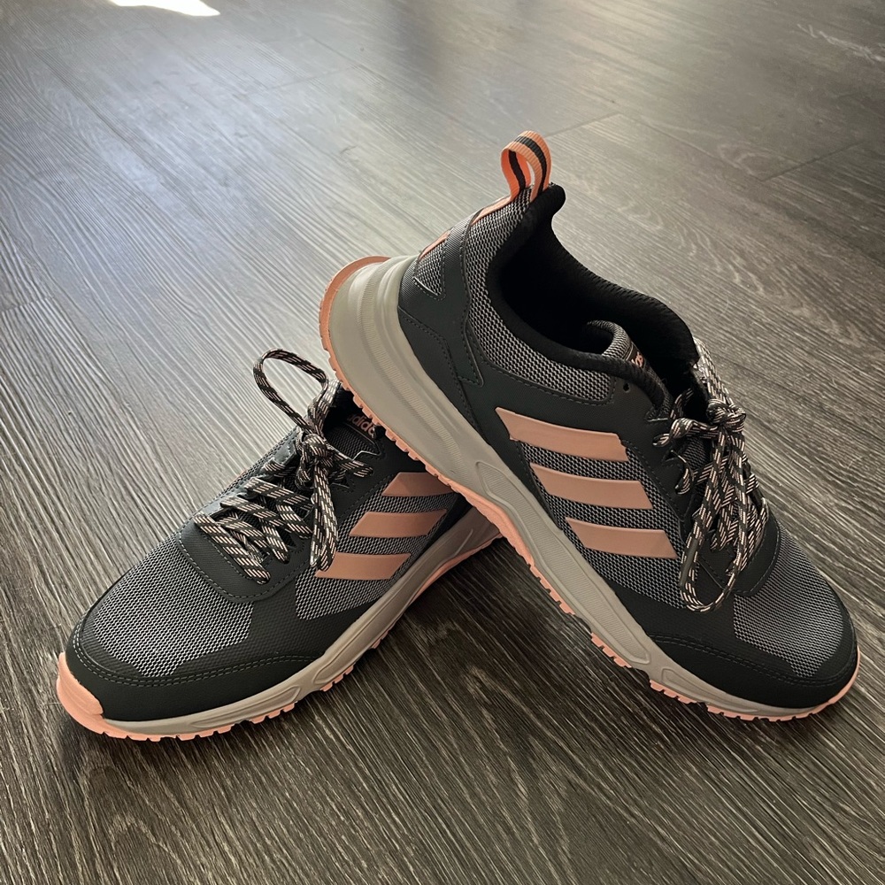 Adidas Charcoal and Coral Running Shoes